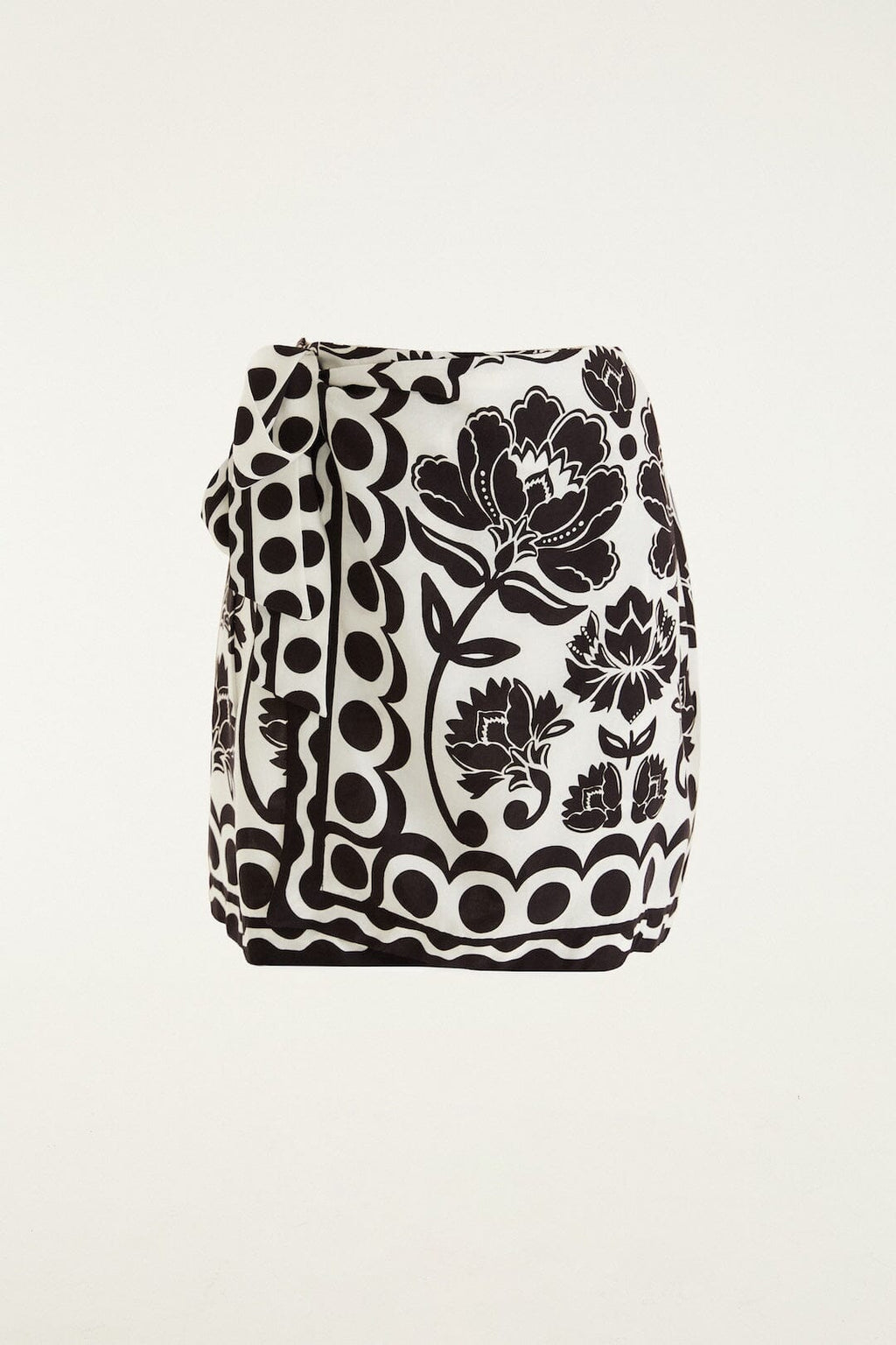 Off-White Floral Arabesque Mini Wrap Skirt