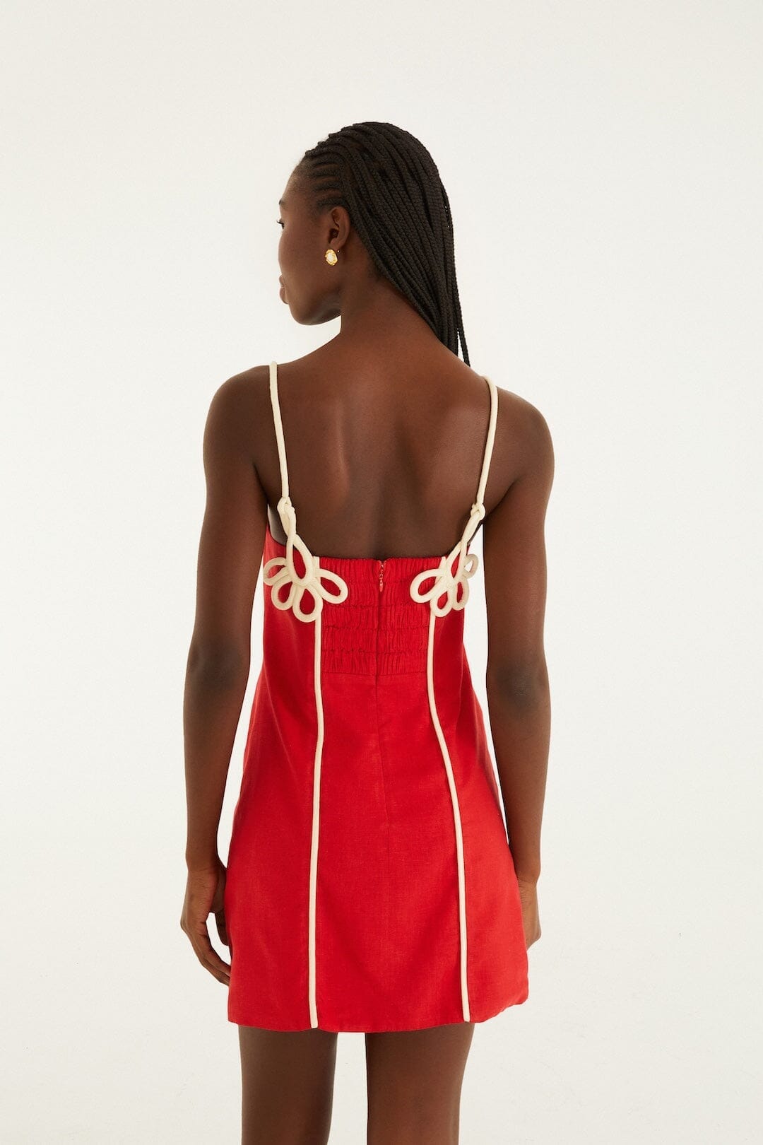 Red 3d Flower Euroflax™ Premium Linen Mini Dress