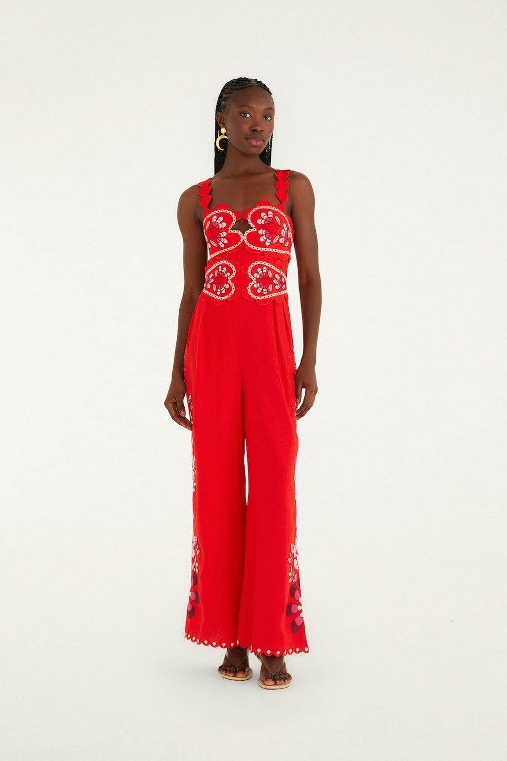 Pink Lovely Pineapples Embroidered Lenzing™ Ecovero™ Euroflax™ Jumpsuit