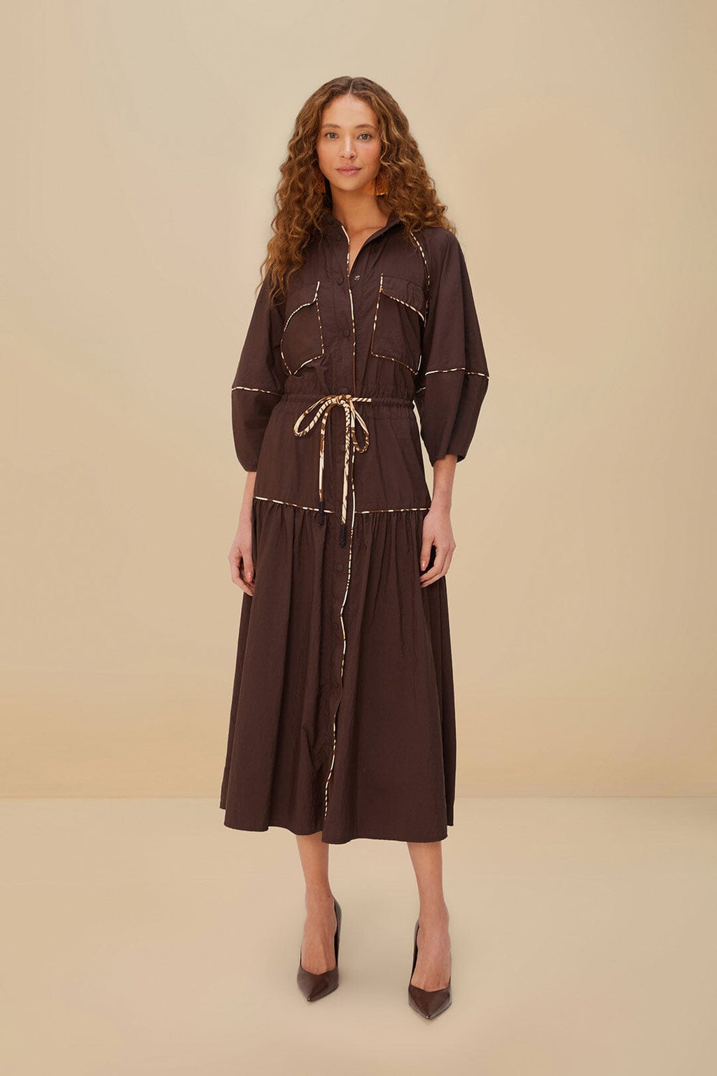 Brown Chemise Midi Dress