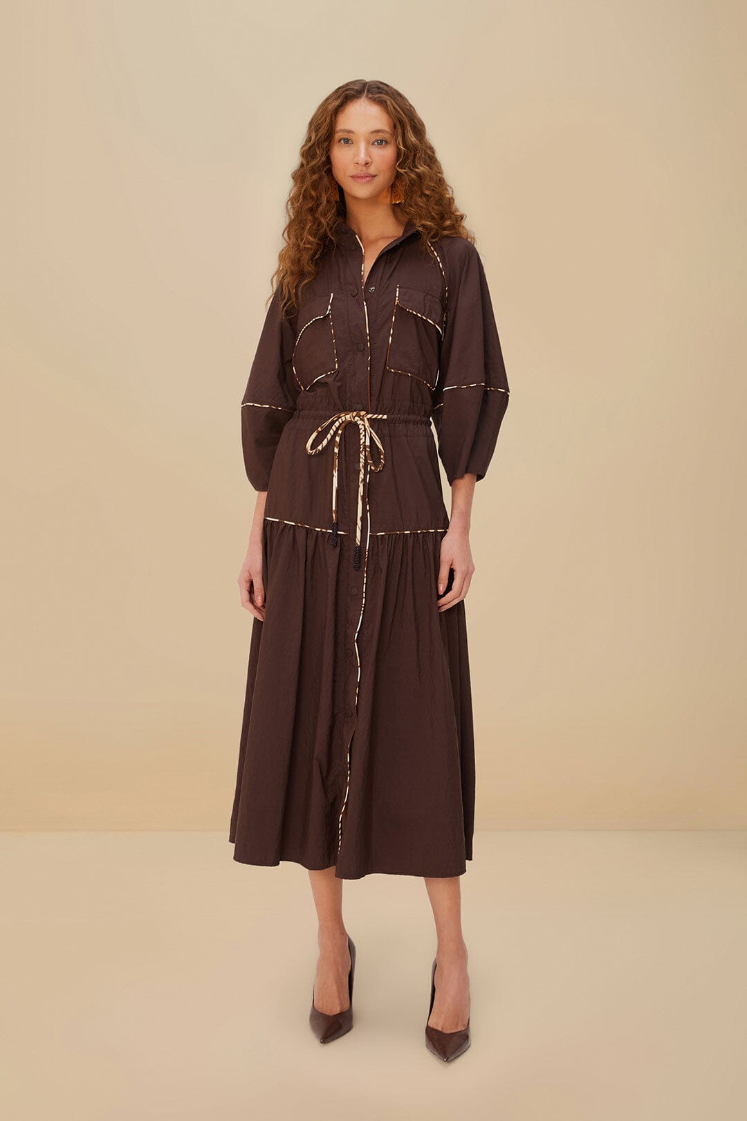 Brown Chemise Midi Dress