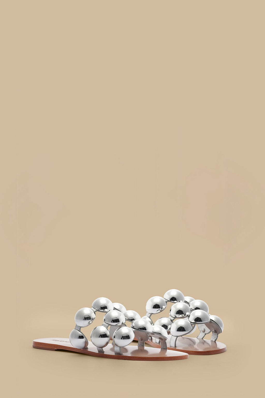 Silver Color Beads Flat Sandal