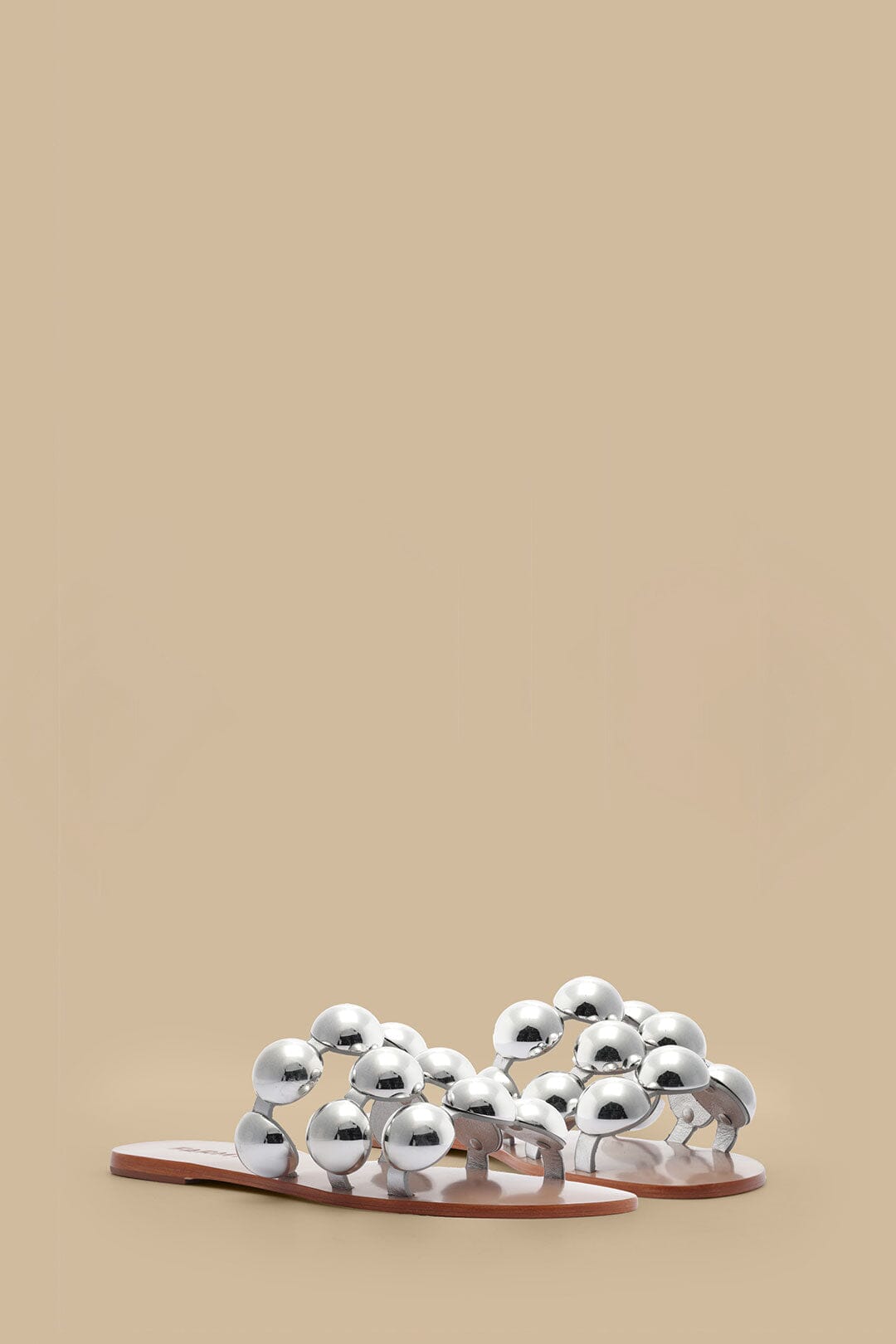 Silver Color Beads Flat Sandal
