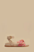 Beige Spring Affair Scarf Flat Sandal