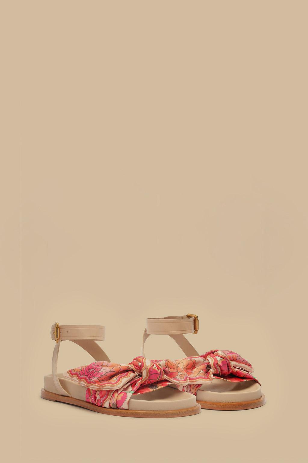Beige Spring Affair Scarf Flat Sandal
