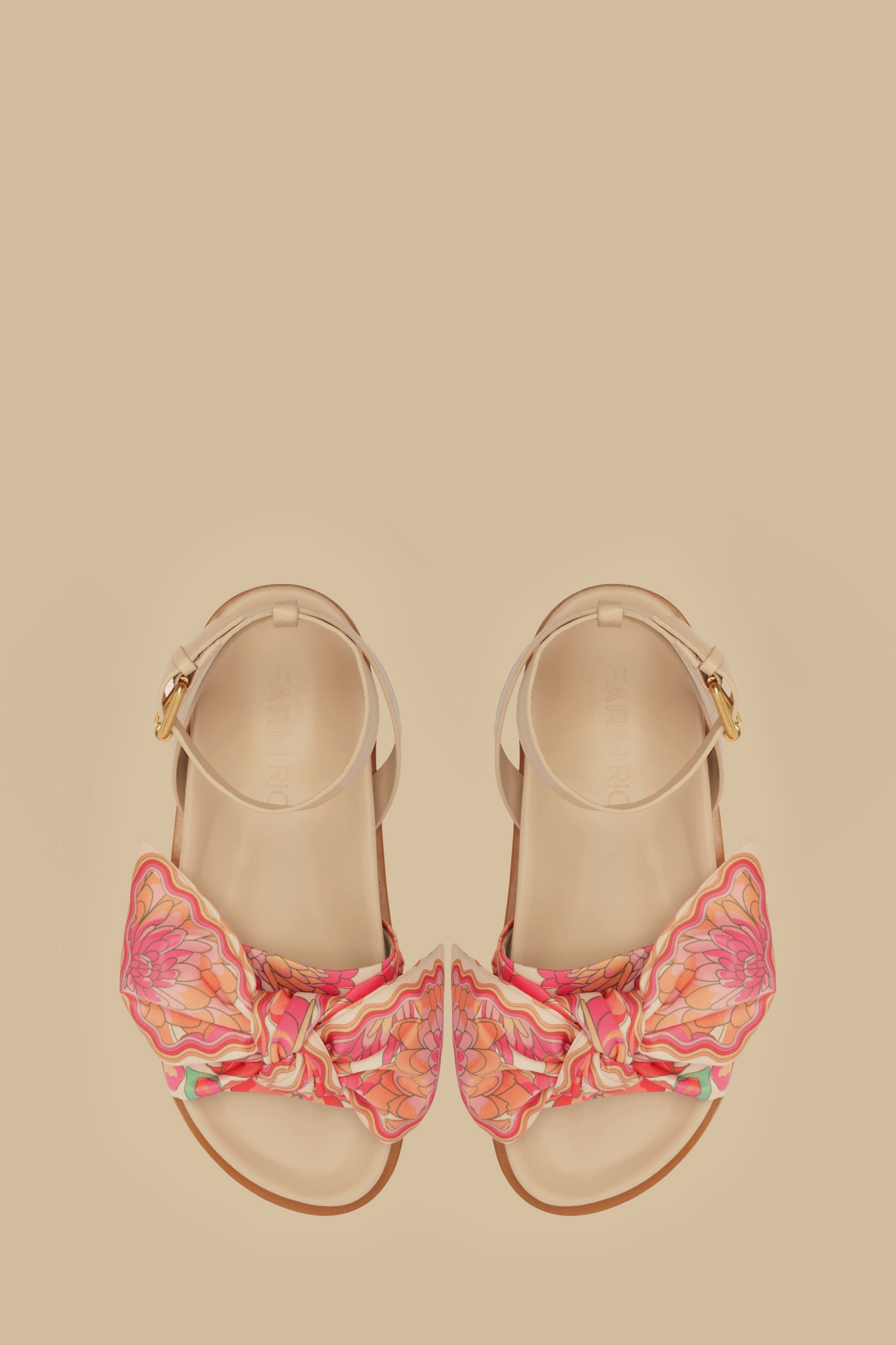 Beige Spring Affair Scarf Flat Sandal