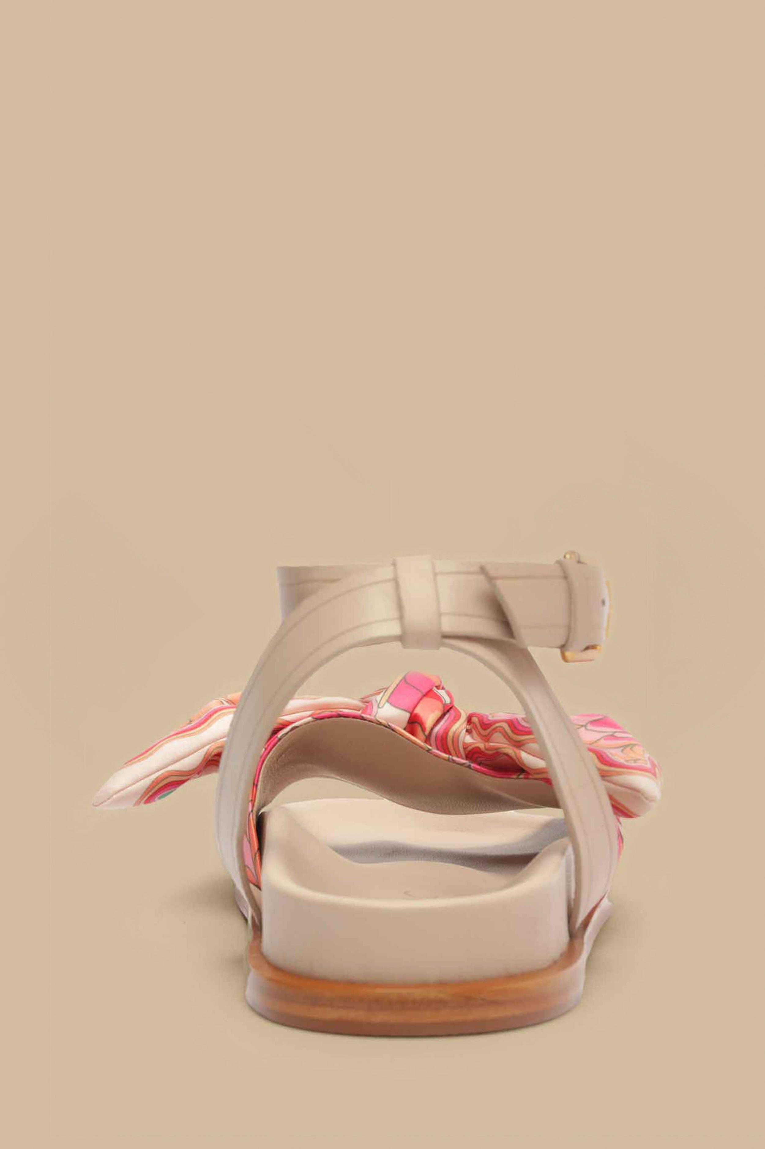 Beige Spring Affair Scarf Flat Sandal