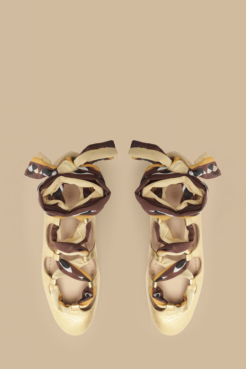 Gold Lace Up Scarf Ballerina