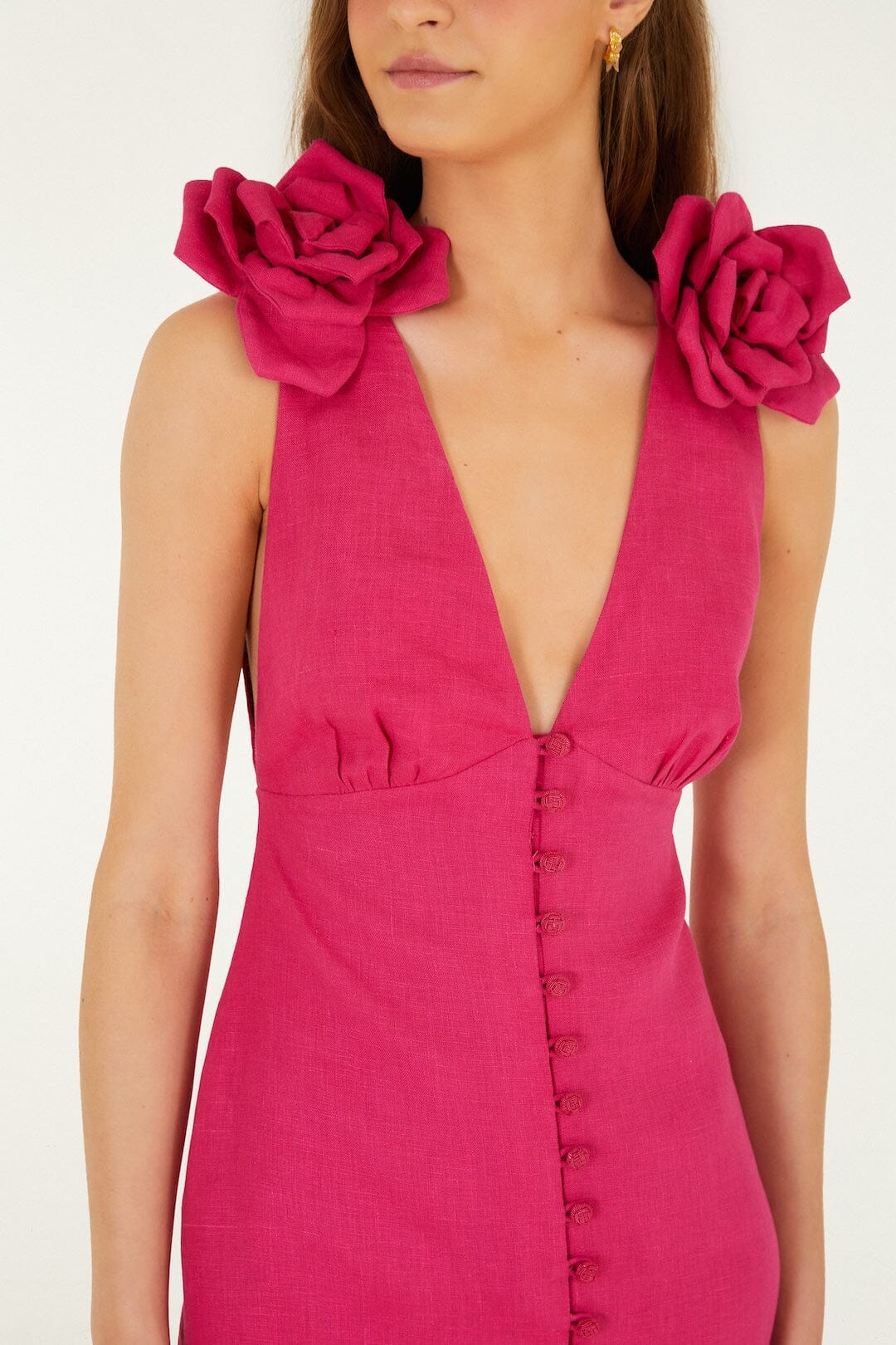 Pink Sleeveless Euroflax Premium Linen Mini Dress