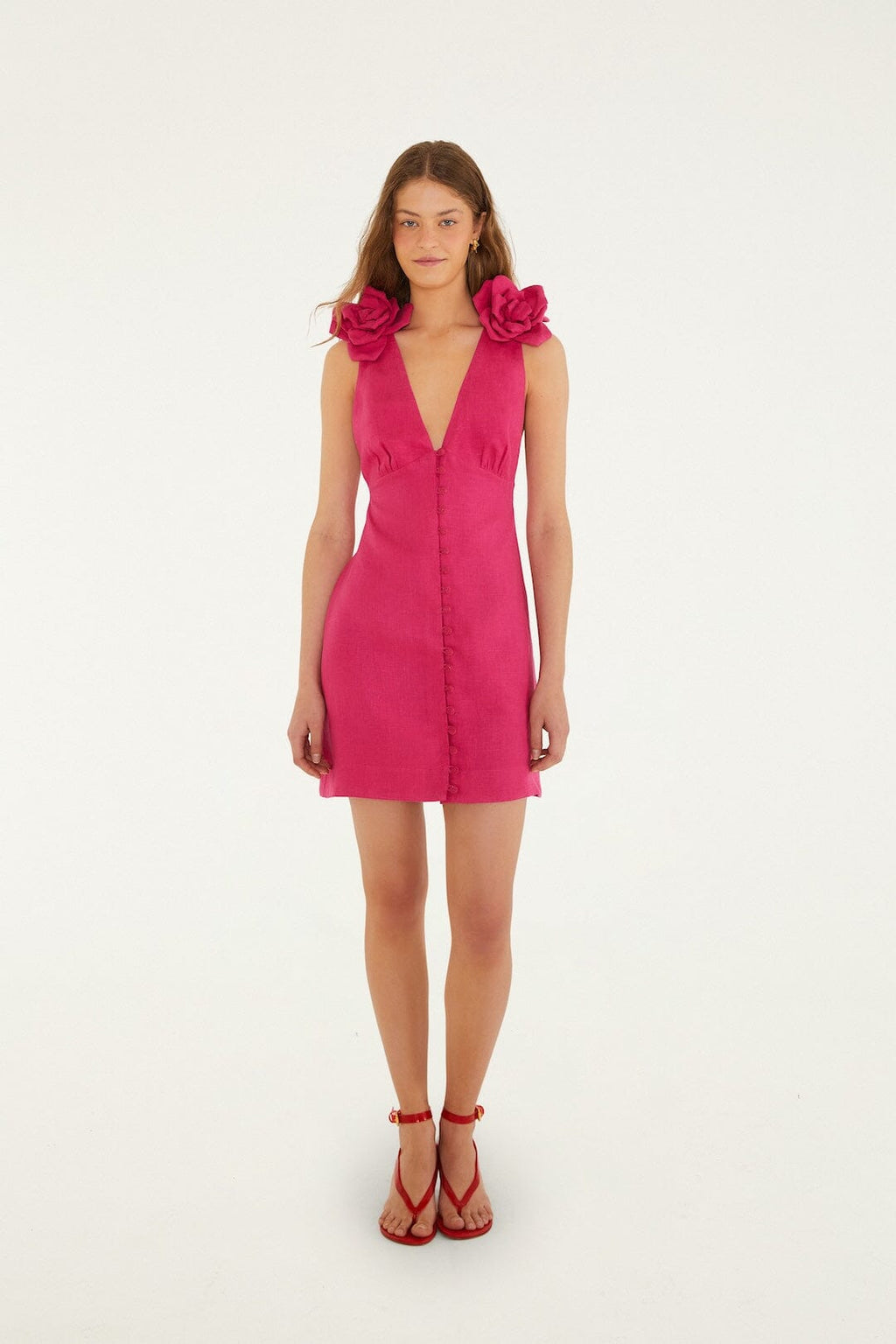 Pink Sleeveless Euroflax Premium Linen Mini Dress