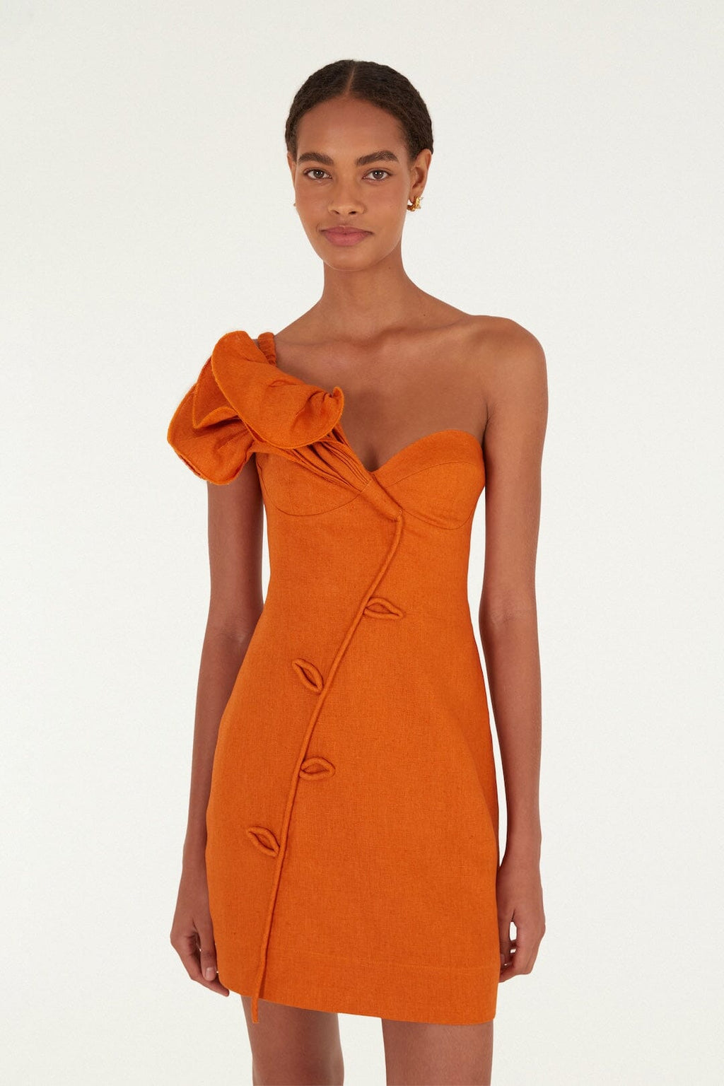 Orange Flower Euroflax™ Premium Linen Mini Dress