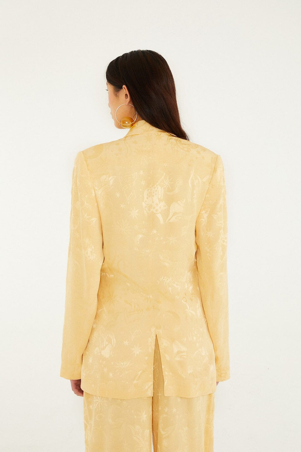 Beige Notched Lapel Front Ties Blazer