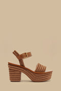 Tan Embroidered Platform Sandal
