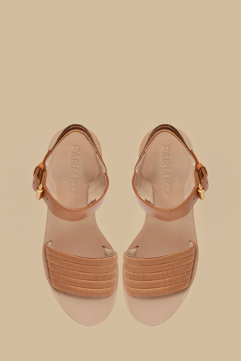 Tan Embroidered Platform Sandal