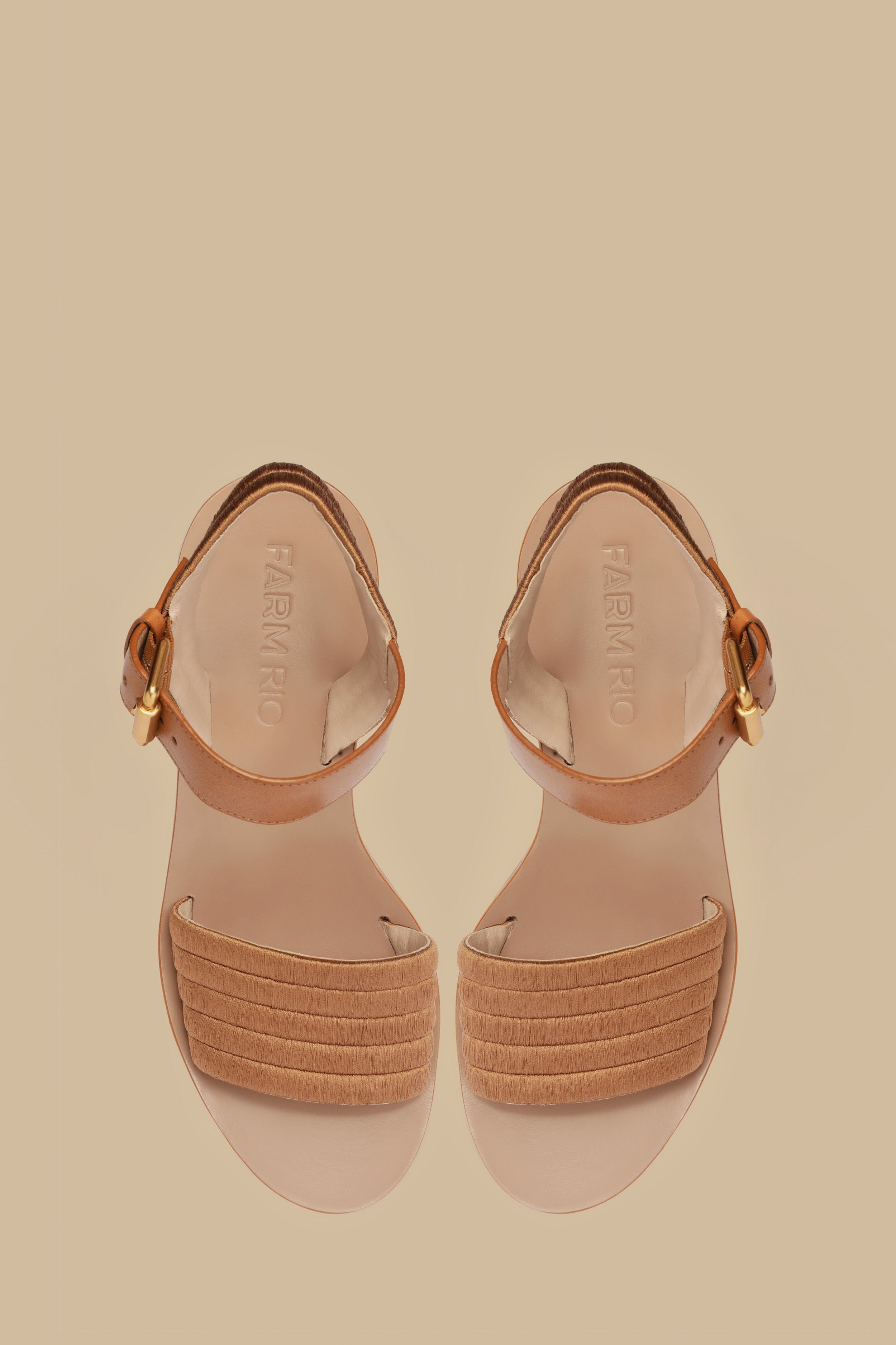 Tan Embroidered Platform Sandal
