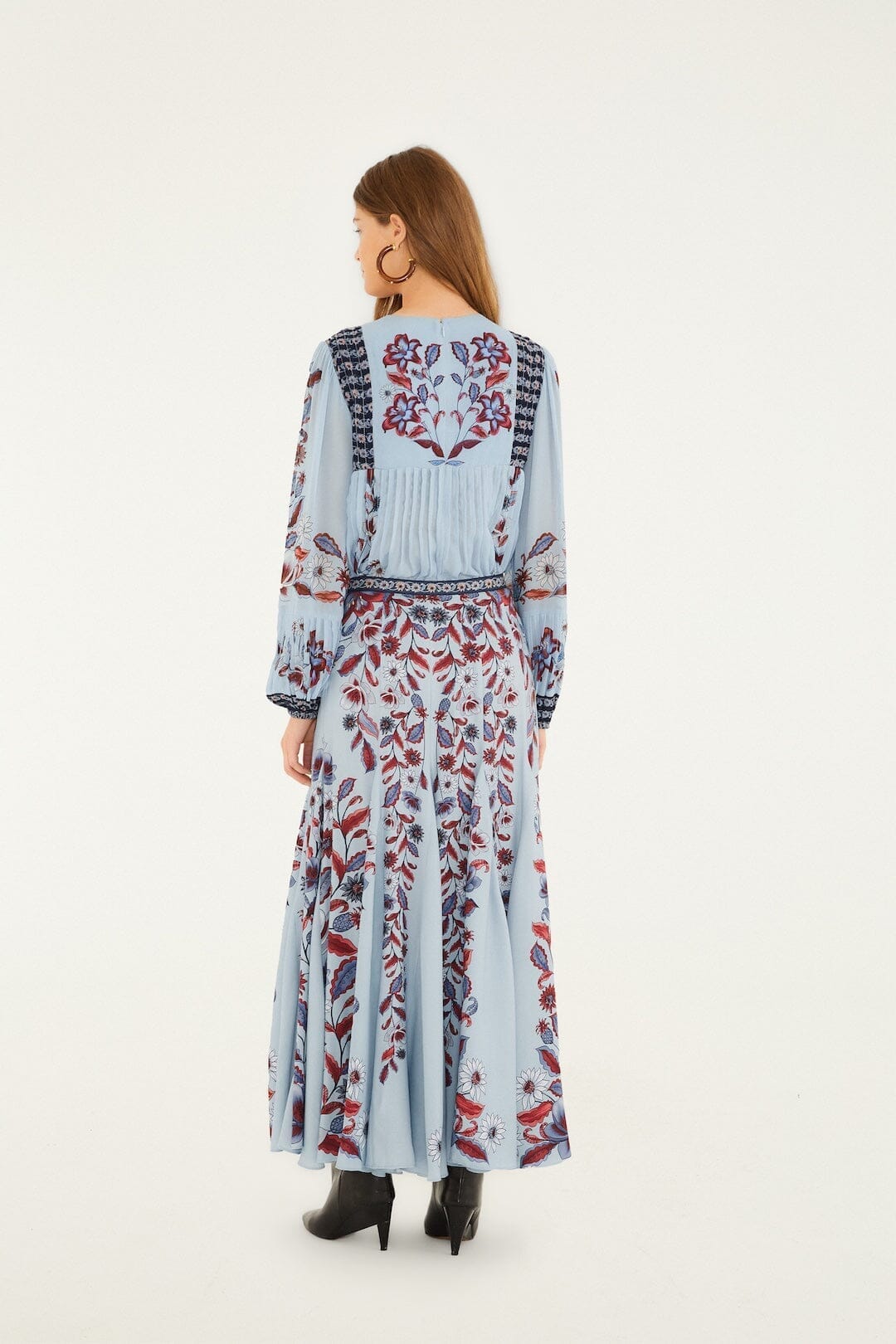 Soft Blue Marcelle Pleated Maxi Skirt