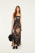 Black Majestic Garden Lenzing™  Ecovero™ Viscose Slip Maxi Dress