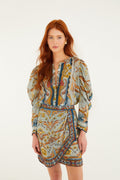 Blue Mosaic Garden Lenzing Ecovero Viscose Mini Wrap Skirt