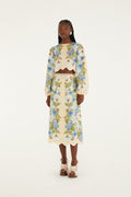 Cream Garden Scarf Euroflax Premium Linen Midi Skirt