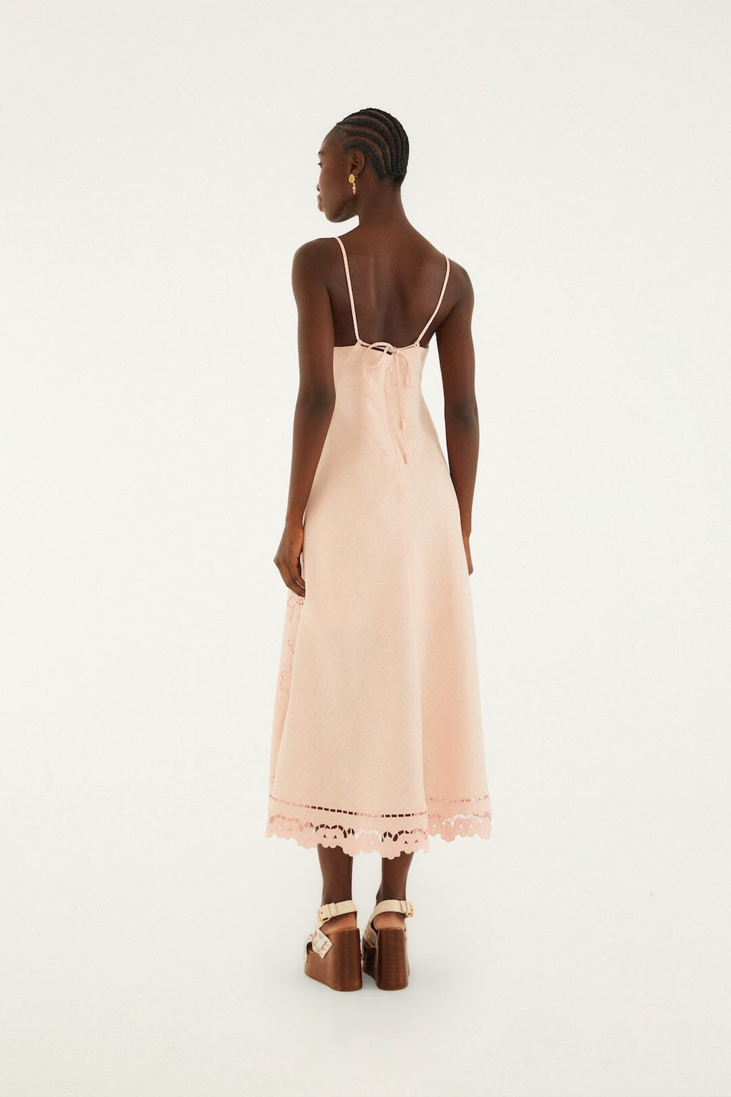 Pink Richelieu Euroflax Premium Linen Slip Midi Dress