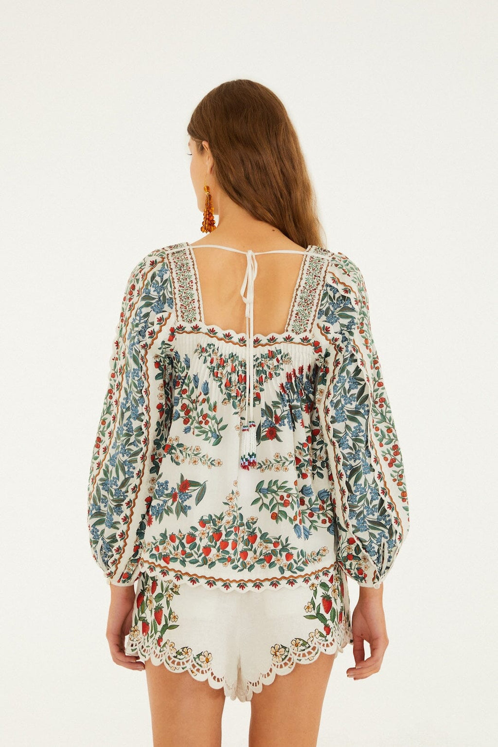 Off-White Fruit Beauty Scarf Organic Cotton Long Sleeve Blouse