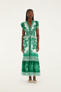 Green Flora Tapestry Maxi Dress