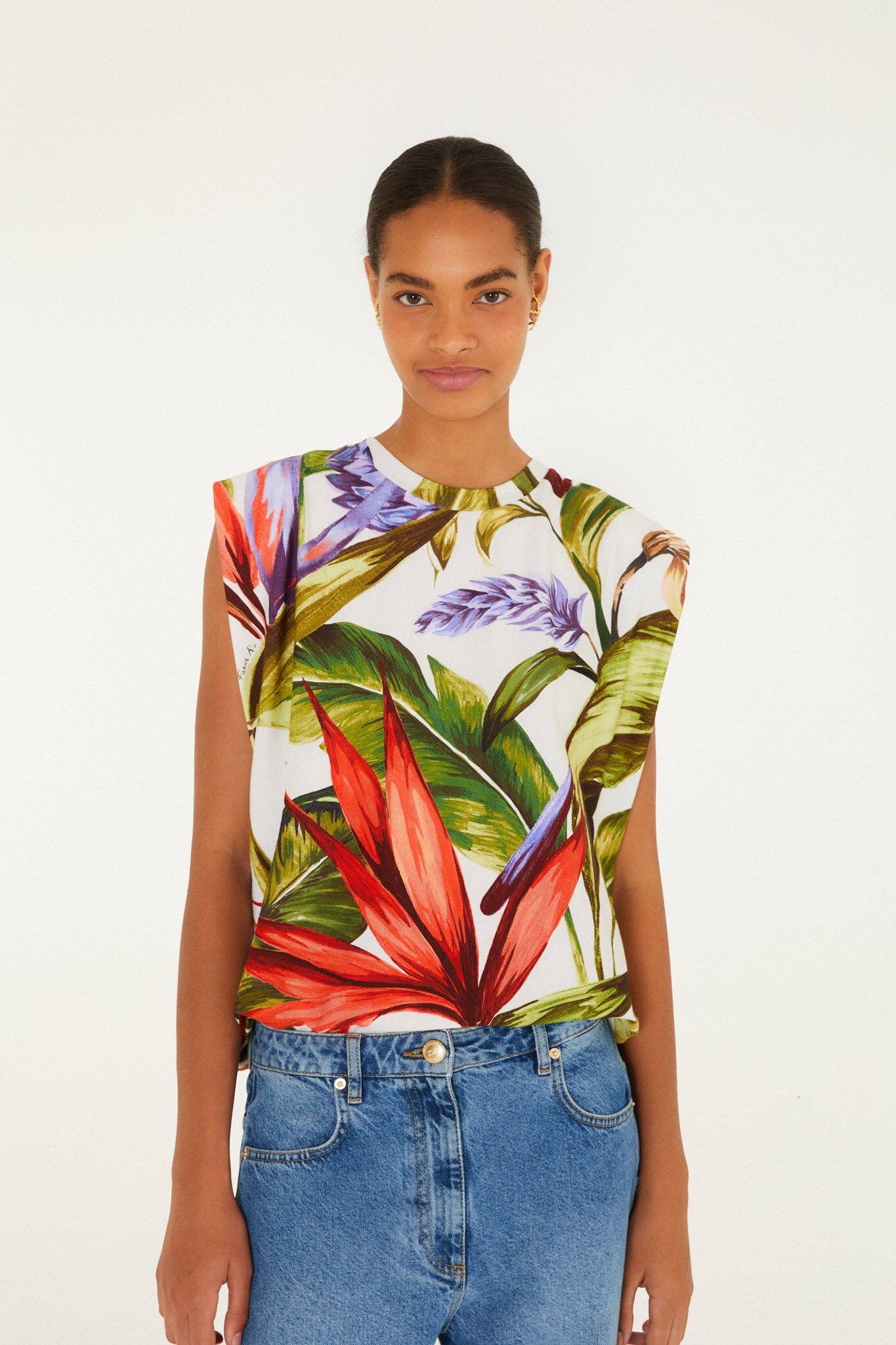 Sand Florart Organic Cotton Tshirt Blouse