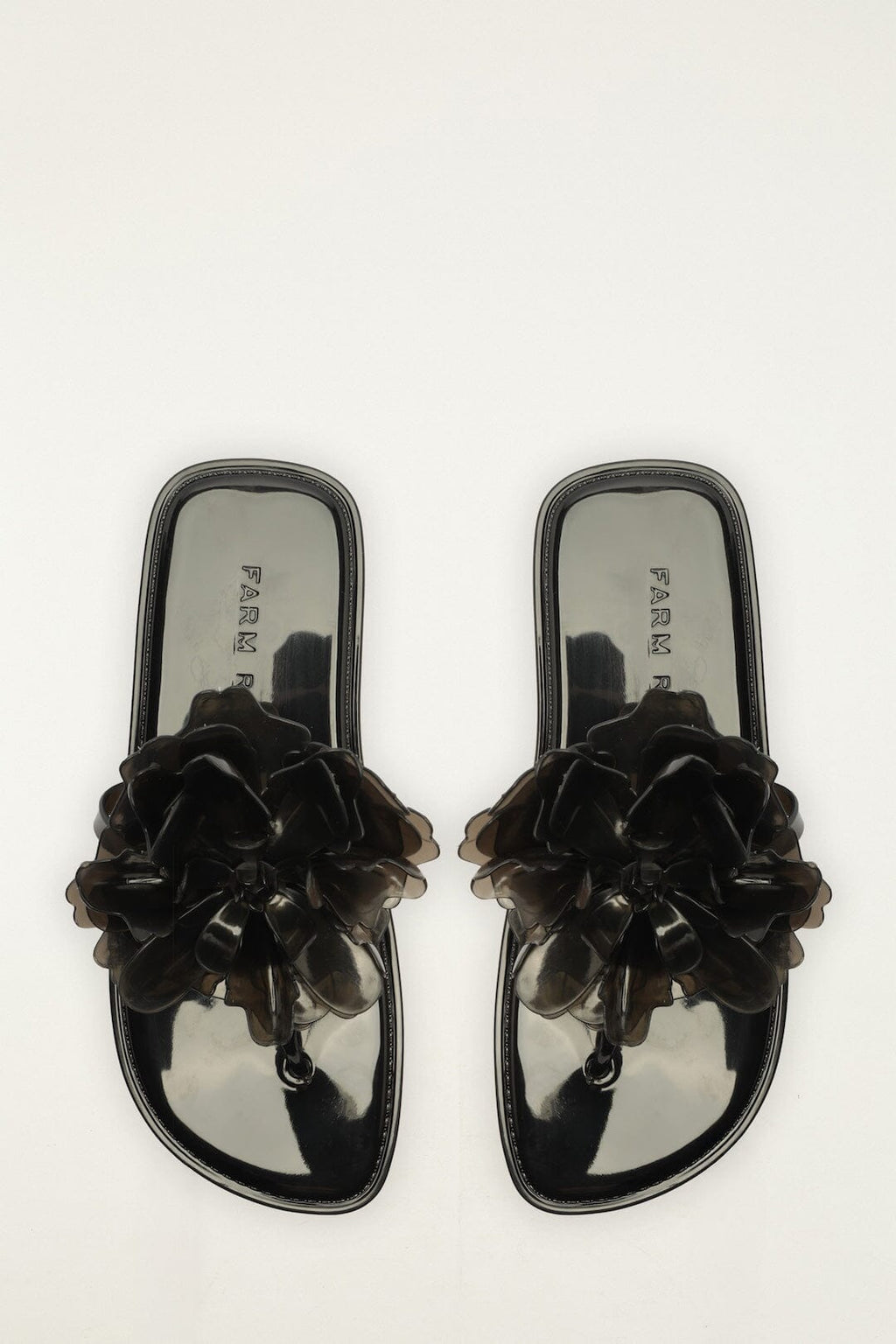 Black Jelly Flower Flat Sandal