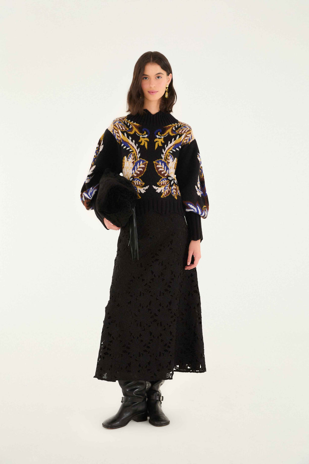 black majestic hearts knit cardigan