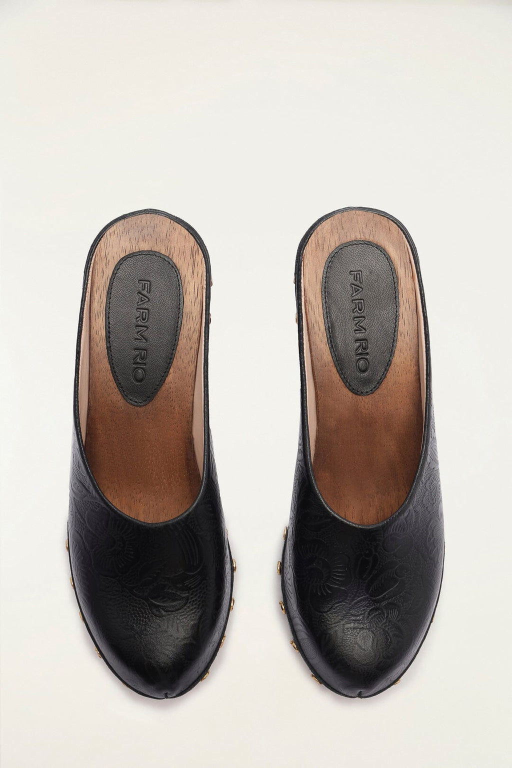 Black Embossed Wedge Clog