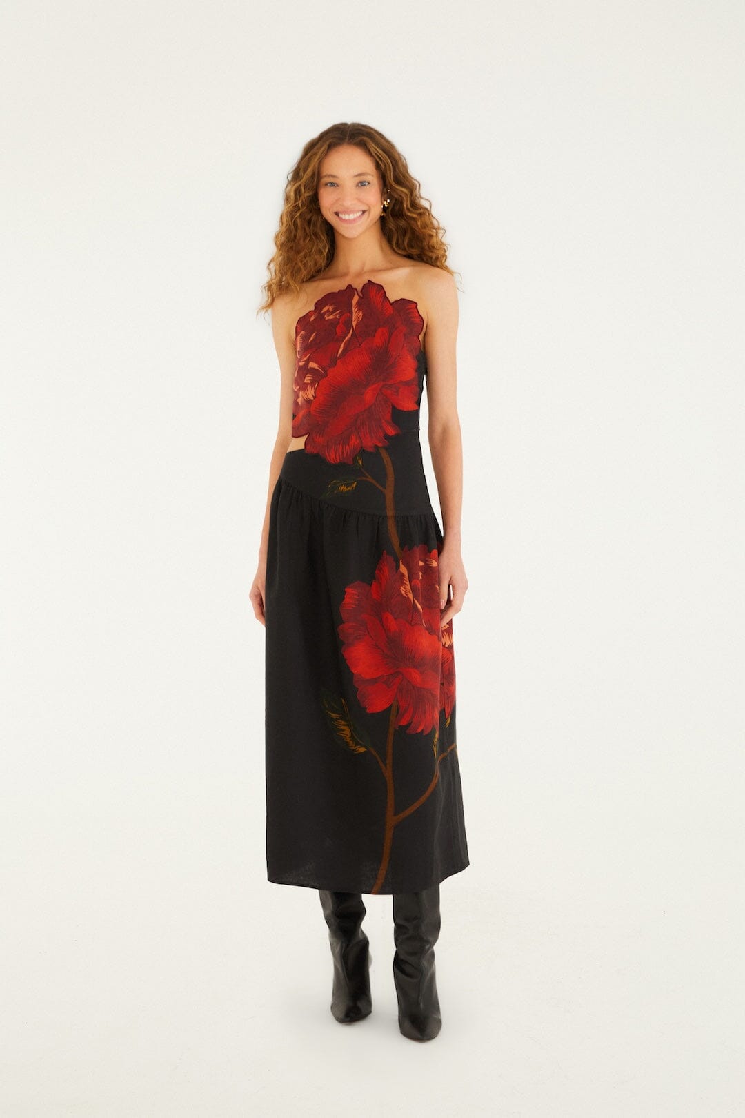 Black Rosalia Artisanal Lenzing Ecovero Euroflax Midi Dress