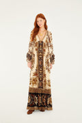 Sand Majestic Garden Ruffled Maxi Dress