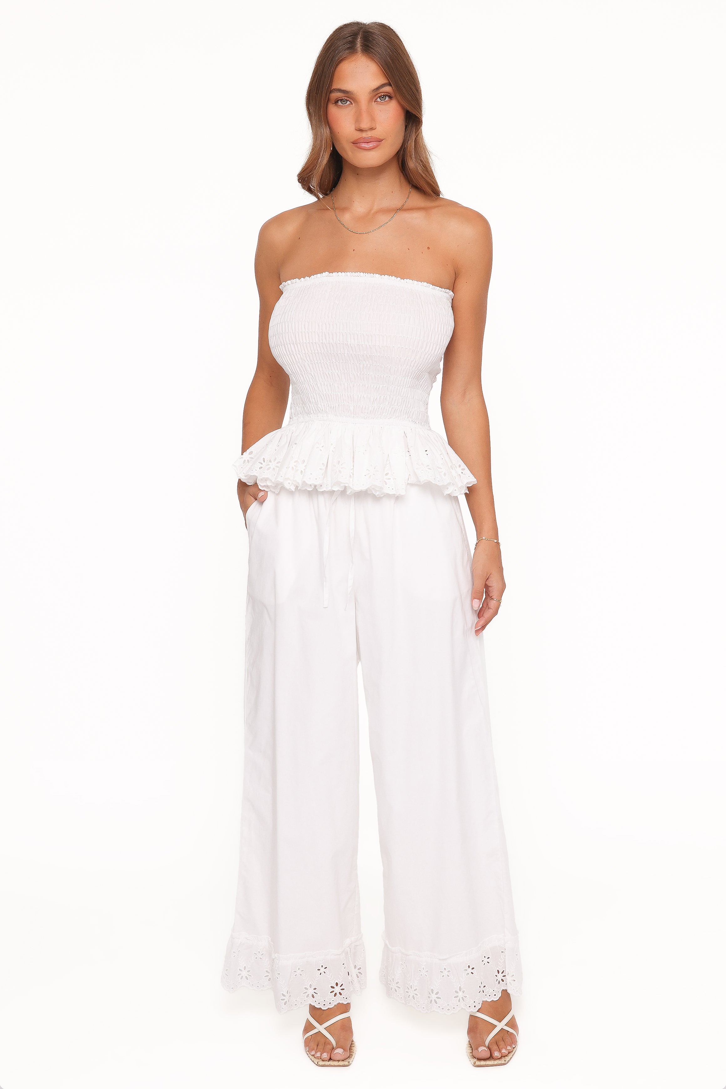 Eliska Frill Hem Pant - White