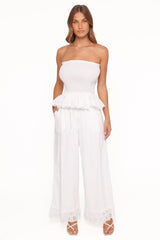 Eliska Frill Hem Pant - White