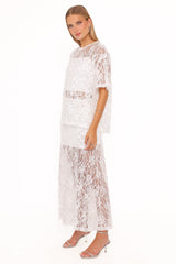 Yonder Sheer Panel Lace Maxi Skirt - White