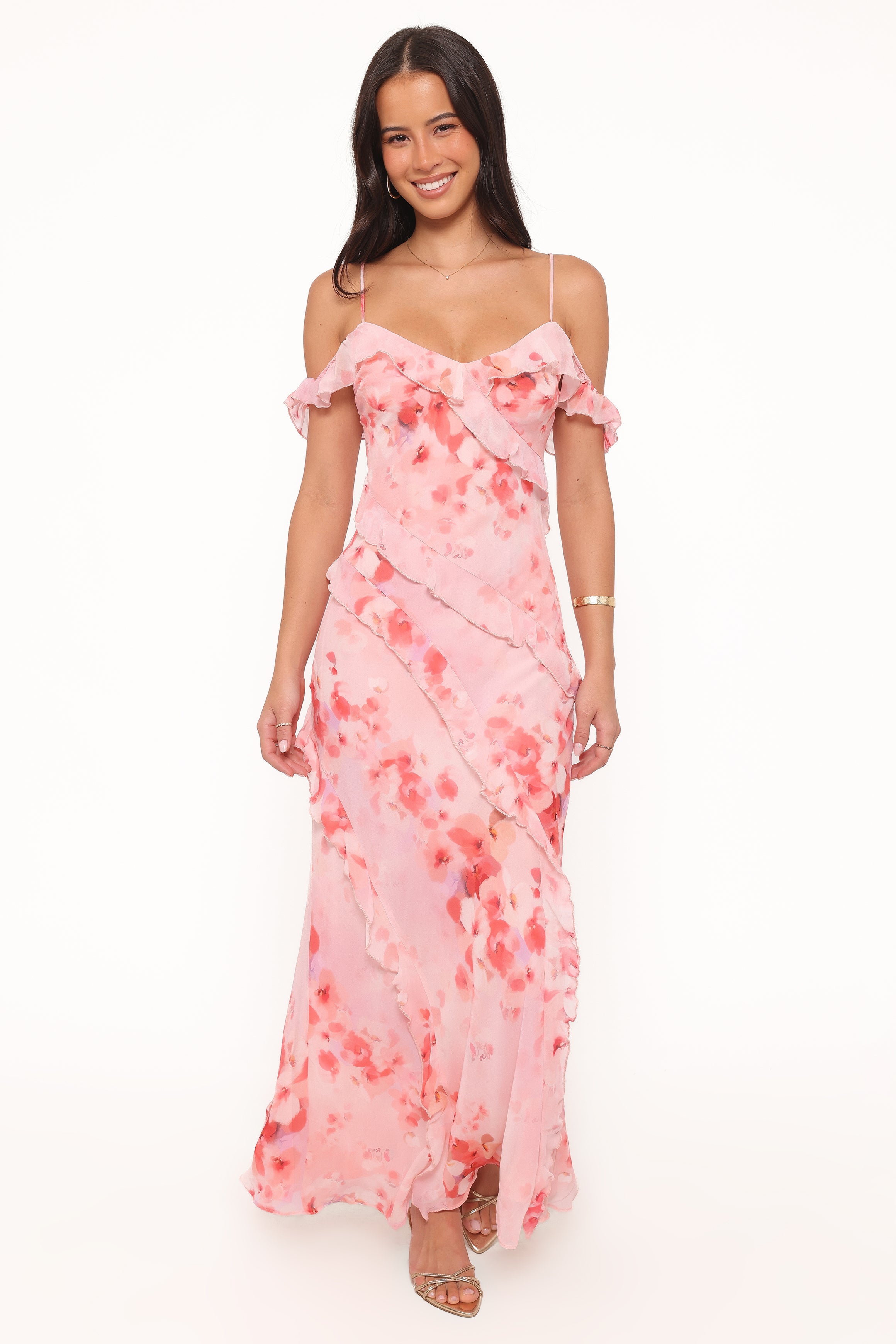 Alexia Off Shoulder Maxi Dress - Pink Floral