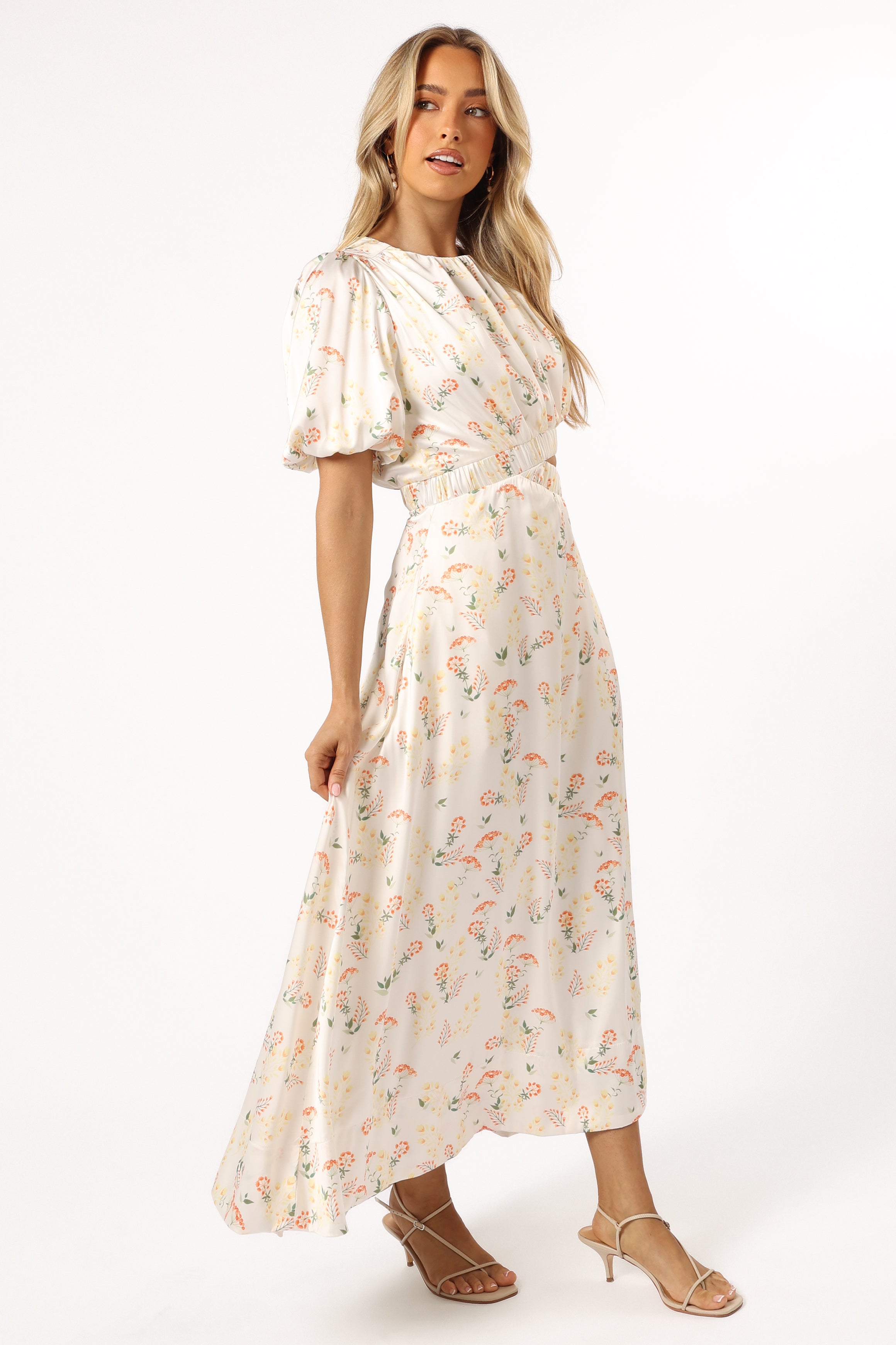 Aminah Puff Sleeve Dress - Yellow Floral