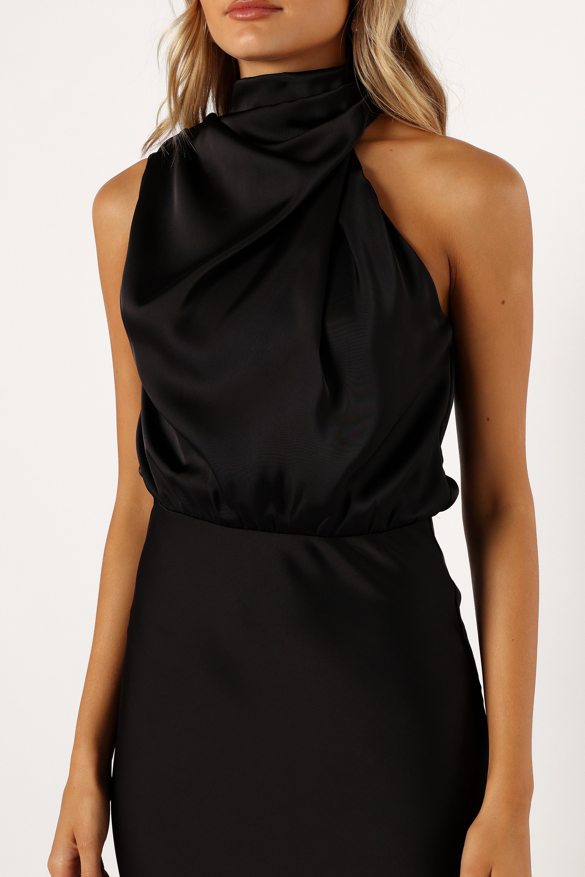 Anabelle Halter Neck Midi Dress - Black