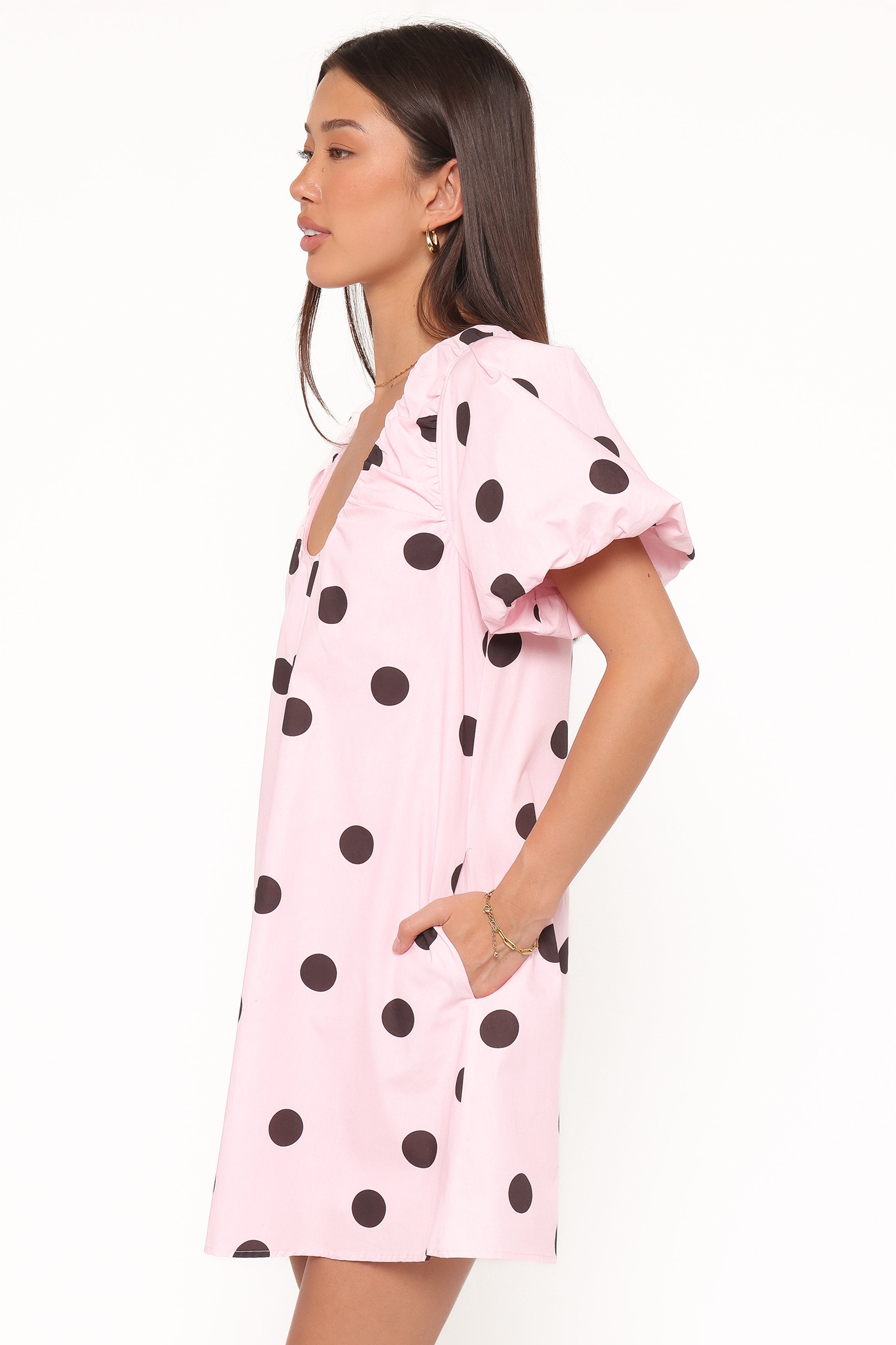 Bertine Mini Dress - Pink Polka Dot