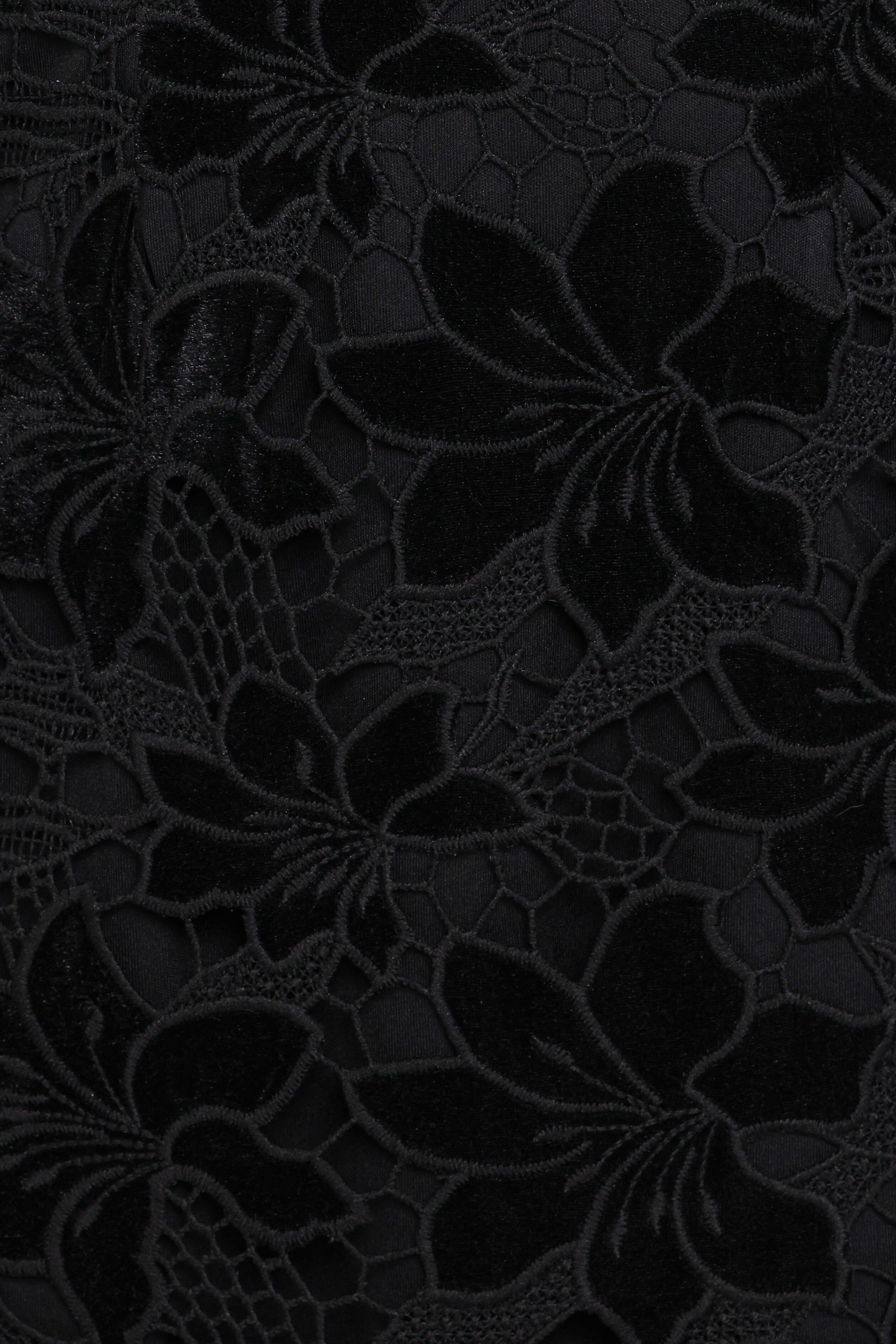 Cynthia Velvet Lace Mini Dress - Black