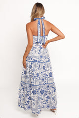 Fernanda Halterneck Maxi Dress - Blue Tropical