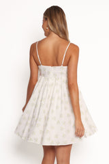 Indira Mini Dress - Ivory Blue Floral