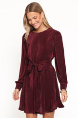 Joy Plisse Mini Dress - Burgundy