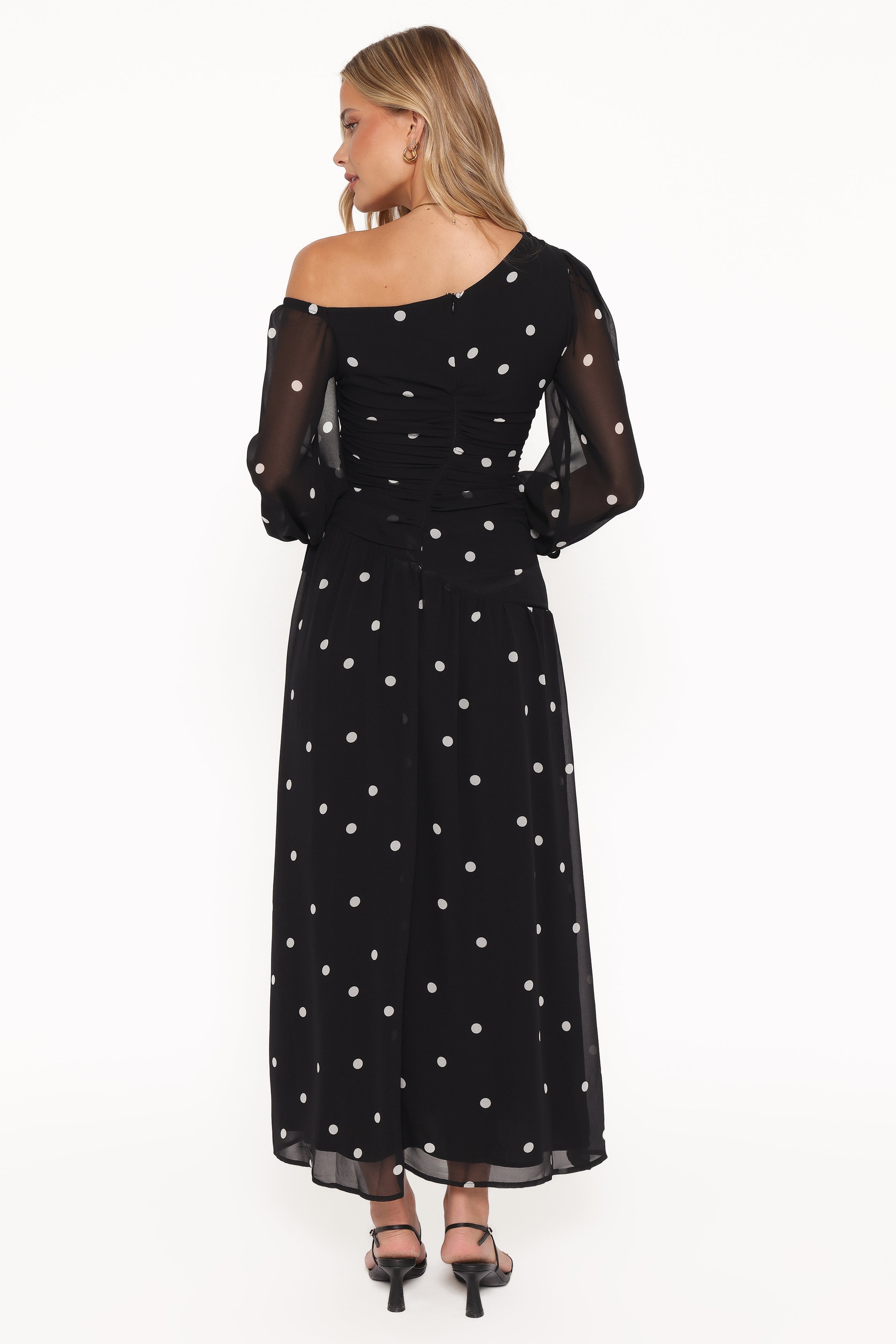 Levine Maxi Dress - Black Polka Dot