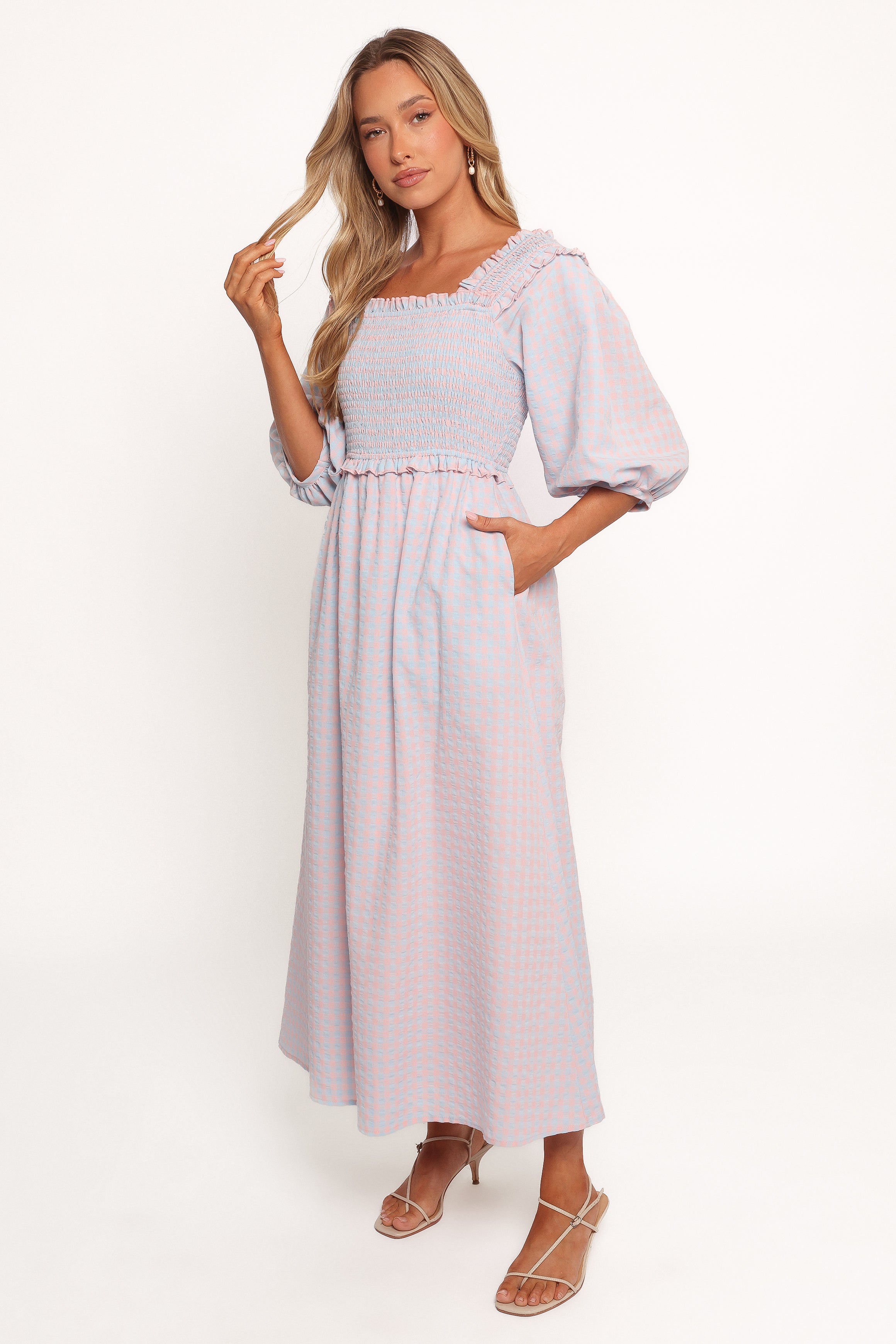 Lille Midi Dress - Blue Gingham