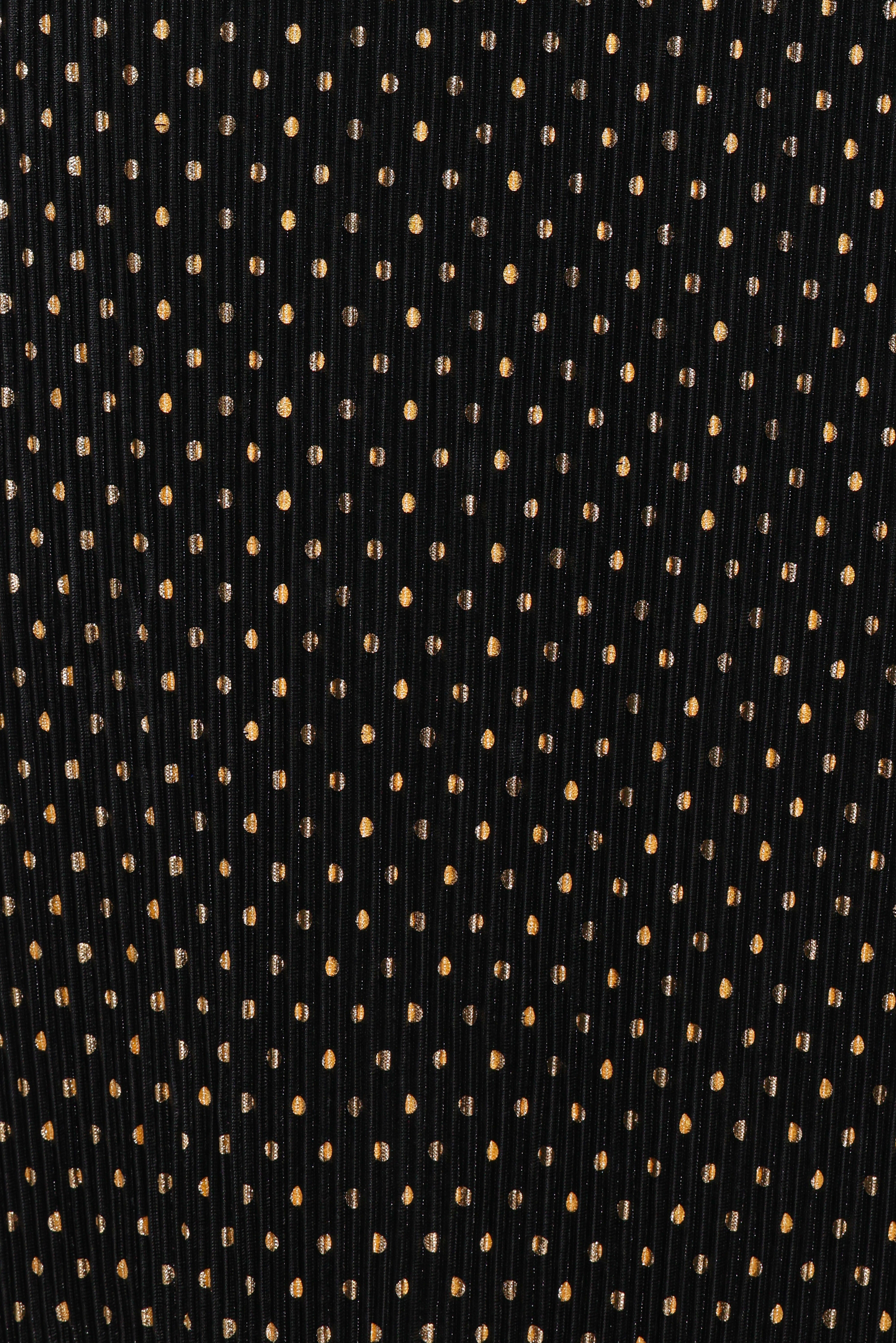 Melody Plisse Halter Maxi Dress - Black/Gold Polka Dot
