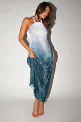 Melody Plisse Halter Maxi Dress - Navy Gradient