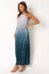 Melody Plisse Halter Maxi Dress - Navy Gradient
