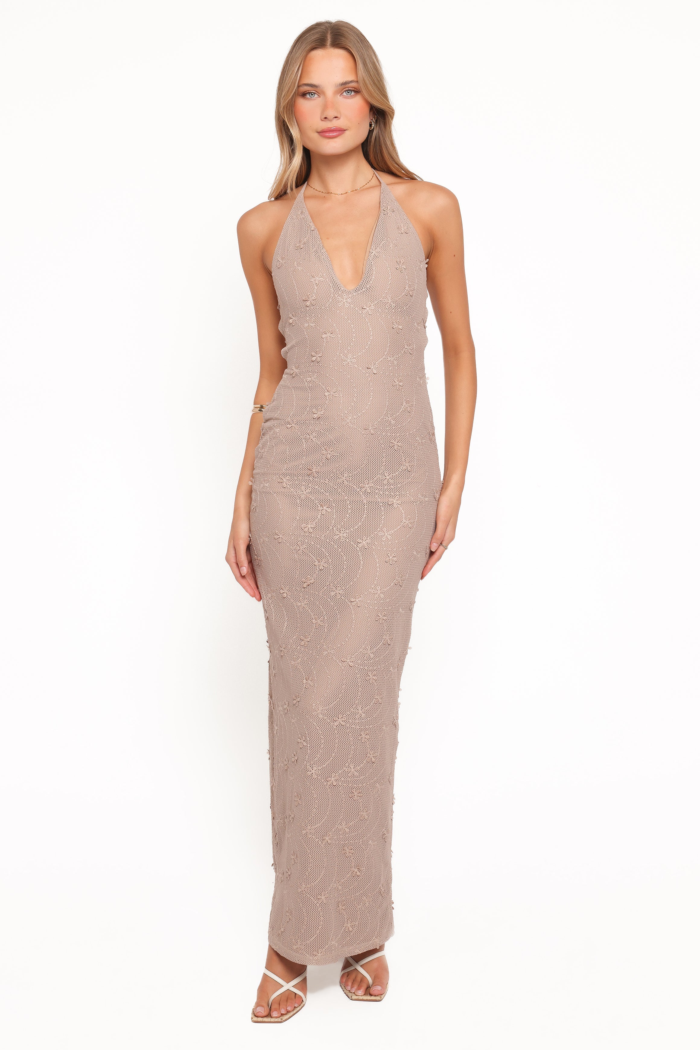Riley Halter Maxi Dress - Taupe
