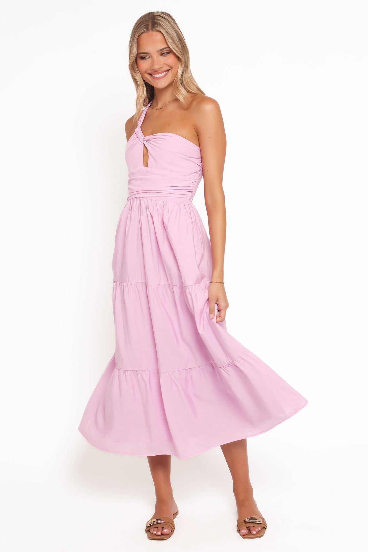 Vinny One Shoulder Maxi Dress - Pink